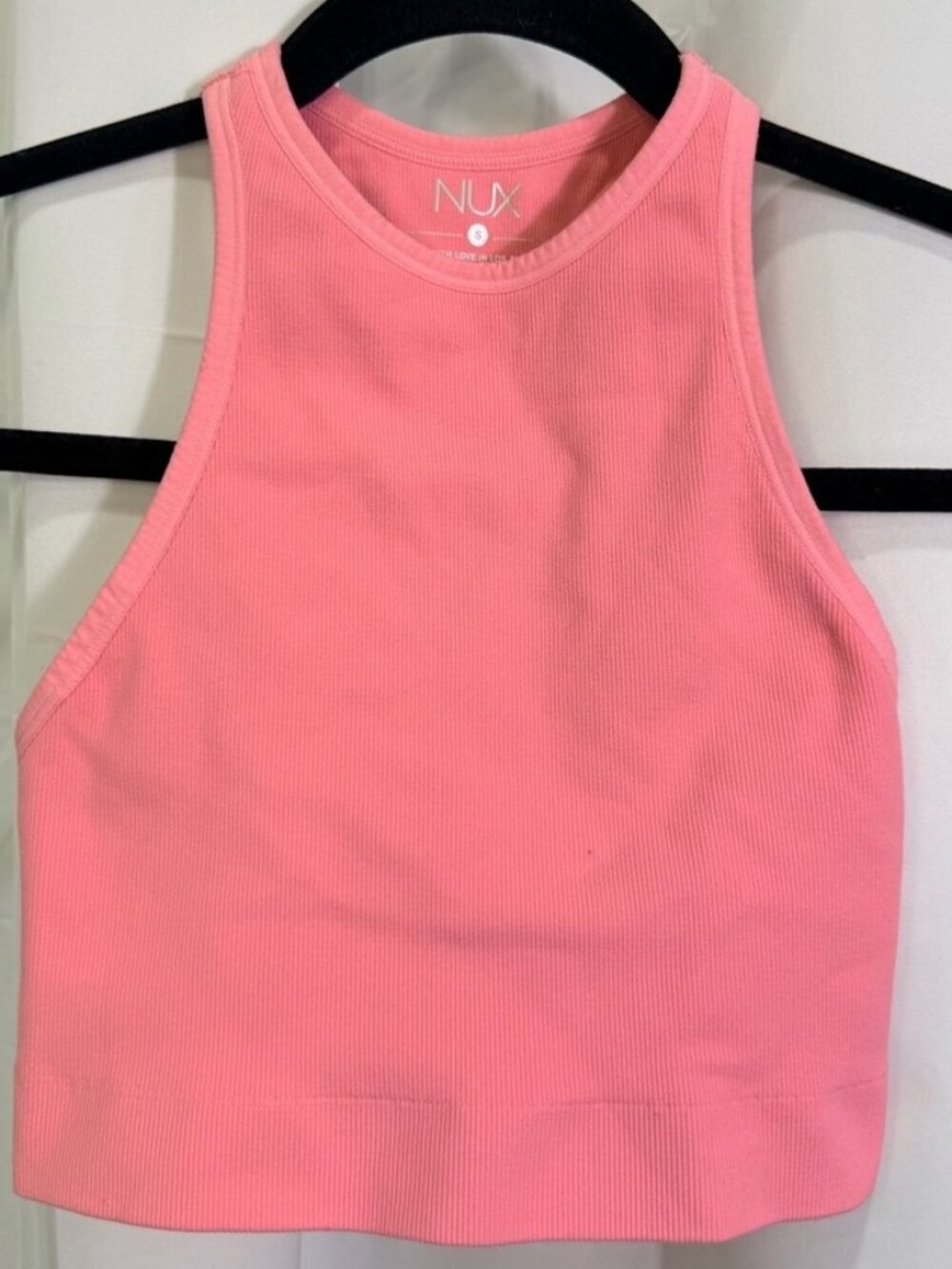 Pink Ribbed High-Neck Crop Tank - Picture 1 of 3